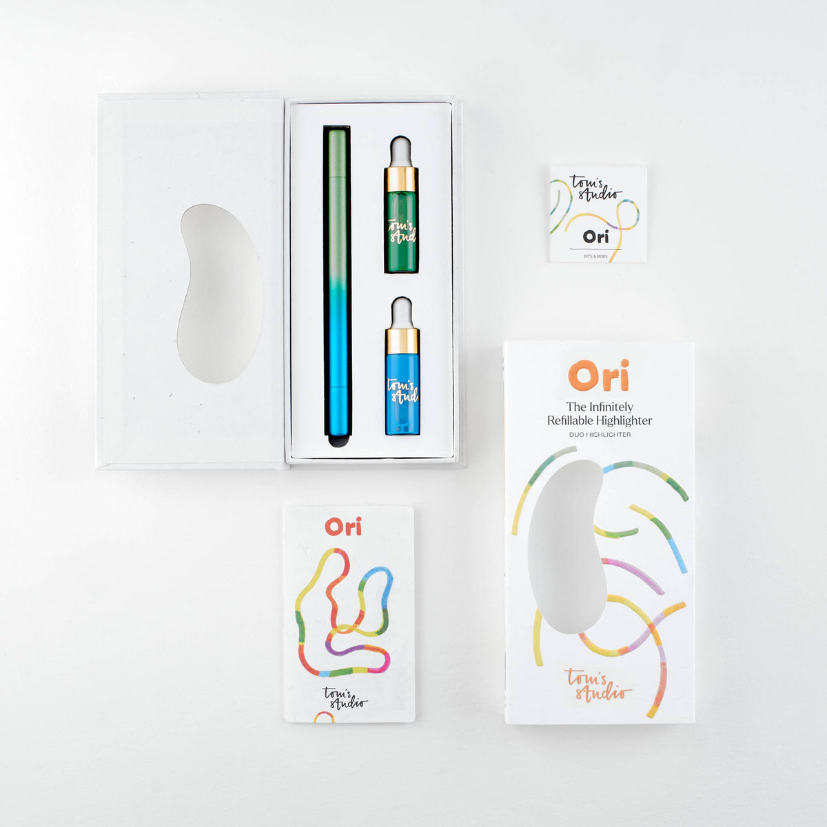 Tom's Studio Ori – the infinitely refillable highlighter: Blue/Green