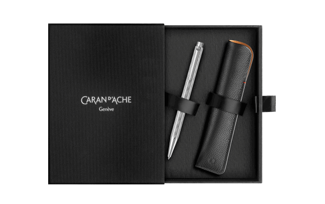 ECRIDOR™ Tresse platinum-coated Ballpoint Pen + Leather Case