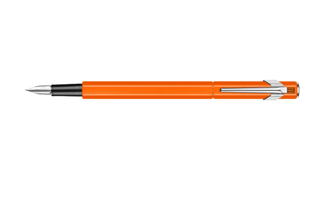 Caran d'Ache Fountain Pen 849™ Metal, Fine Nib Size with Gift Box: Orange