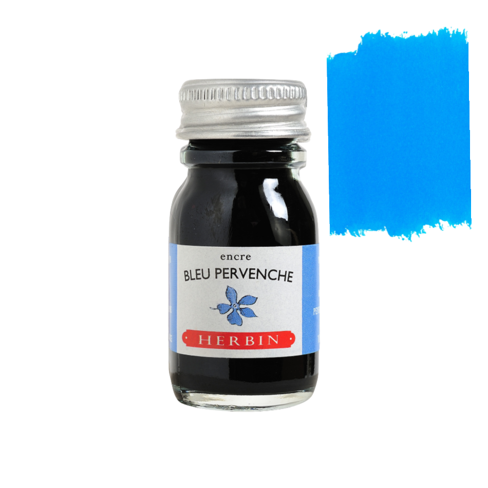 Herbin Fountain Pen Ink 10ml Bottle -35 Colors: Bleu des Profondeurs (Deep Sea Blue)