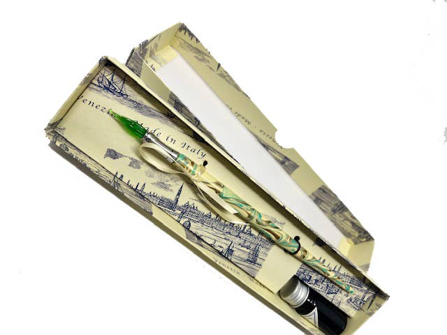 Classic Pen with Murano Glass Nib, Writing Instrument: Green