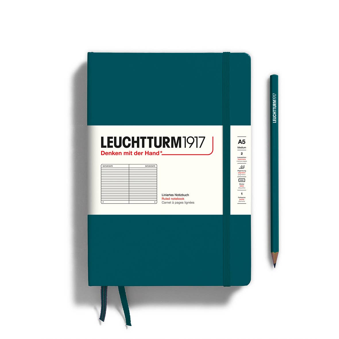 Leuchtturm Notebooks - Medium (A5): Pacific Green / Hardcover / Ruled