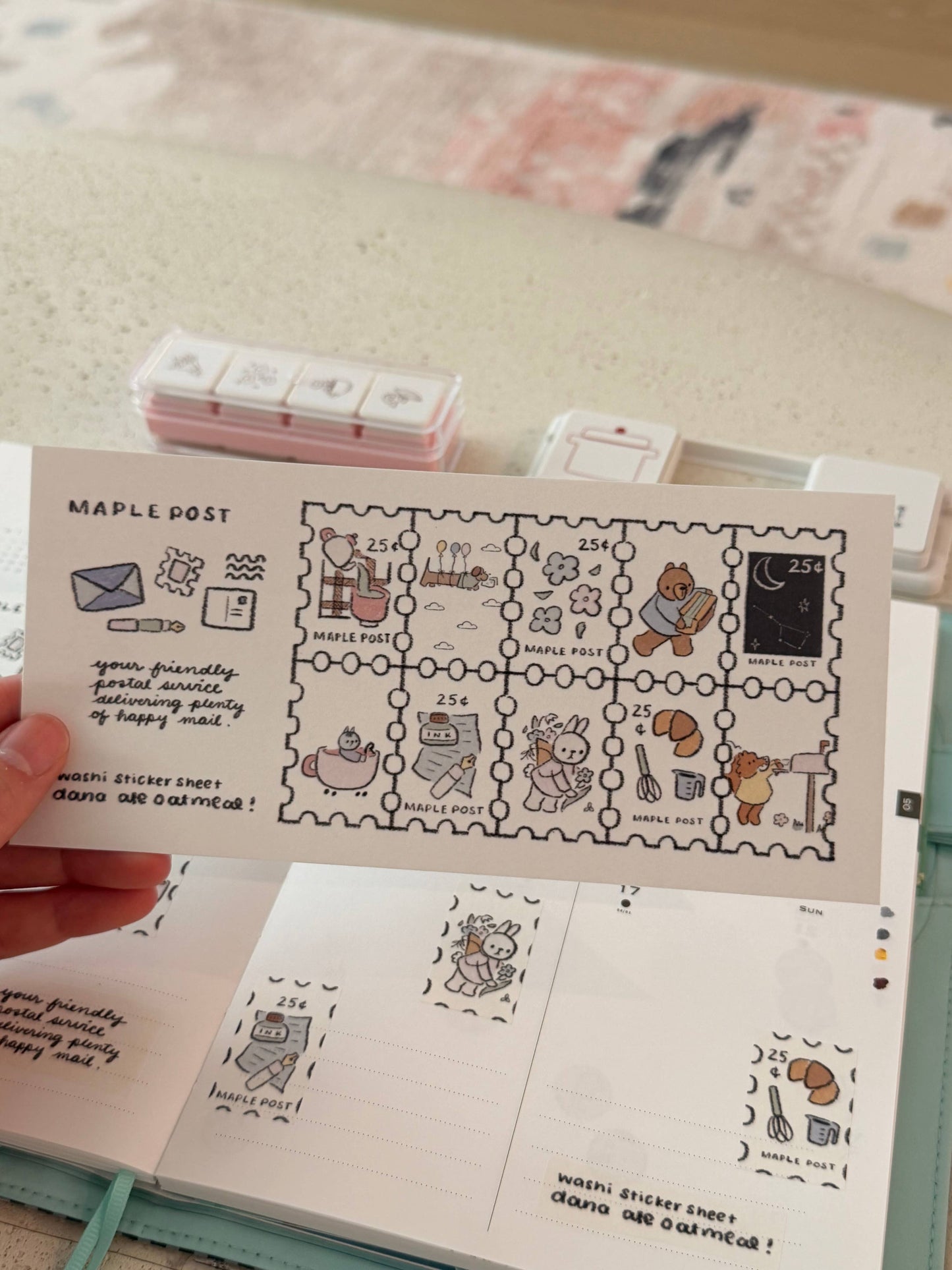 dana ate oatmeal Maple post sticker sheet