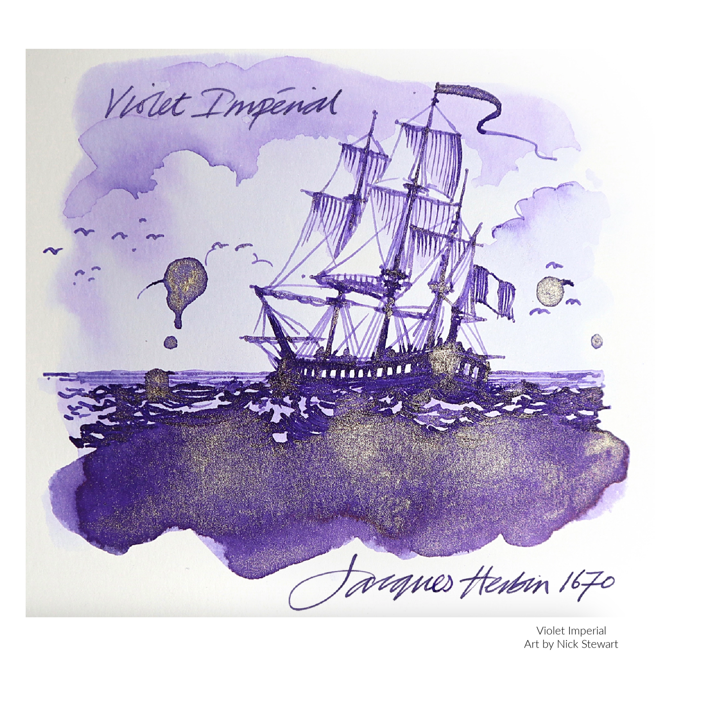 Herbin 1670 Anniversary Inks with Gold Shimmer  : Opale Nocturne