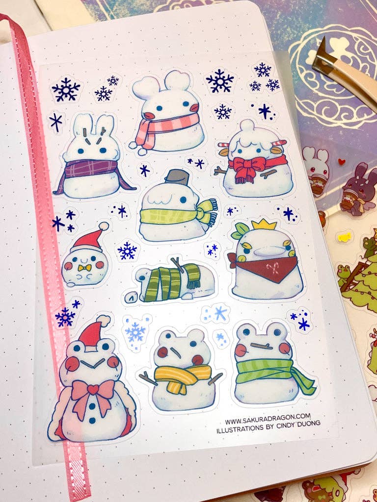 Sakuradragon Snowy Friends Clear Sticker Sheet