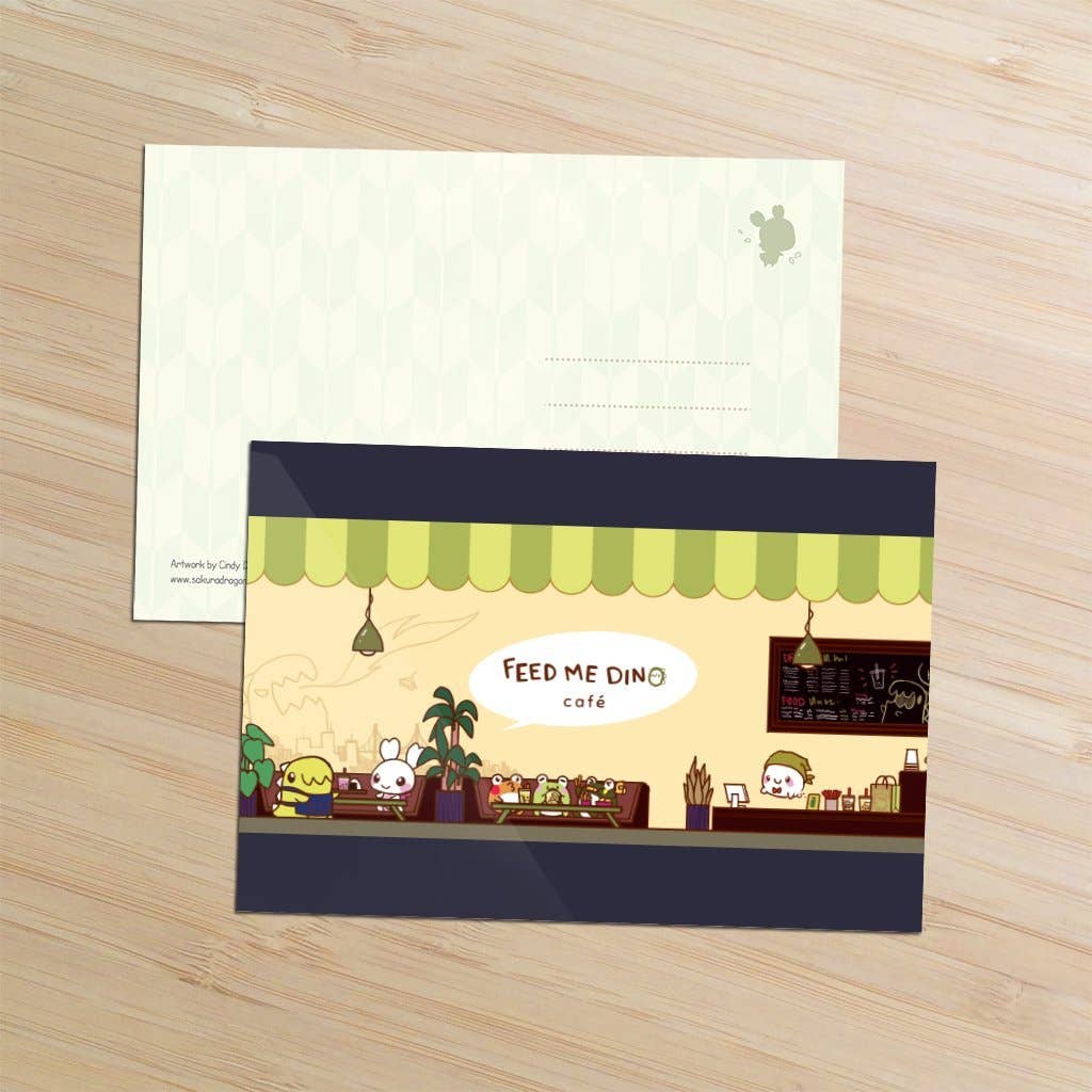 Sakuradragon Feed Me Dino Cafe Postcard