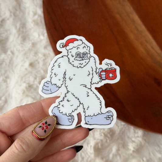 Yeti & Hot Cocoa Christmas Hat Holiday Sticker