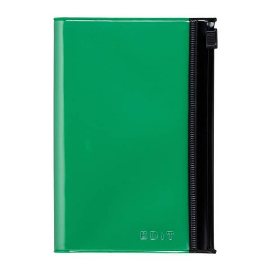 EDiT B7 Grid Notebook with PVC Cover & Zipper Pocket: Kelly Green