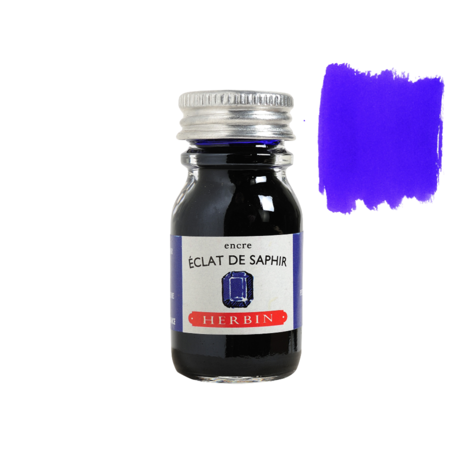 Herbin Fountain Pen Ink 10ml Bottle -35 Colors: Bleu des Profondeurs (Deep Sea Blue)