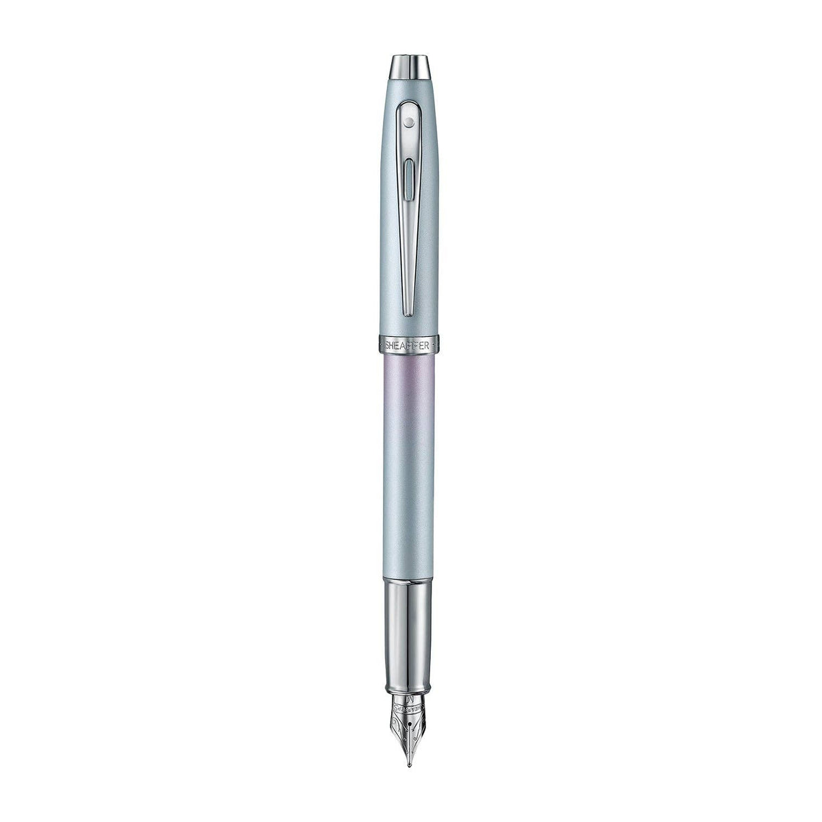 Sheaffer 100 9376 Expressions Blue and Pink Pearlised Gradient Fountain Pen with Chrome-plated Trims: F