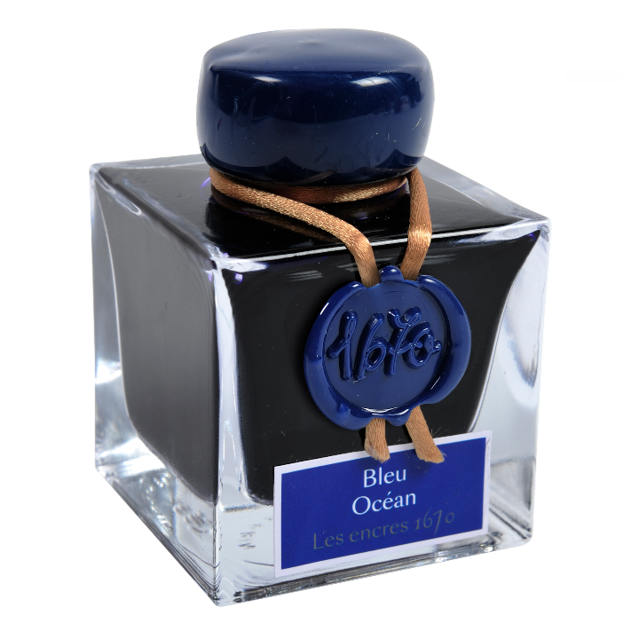 Herbin 1670 Ink with Gold Shimmer 50ml - 6 Colors: Bleu Ocean