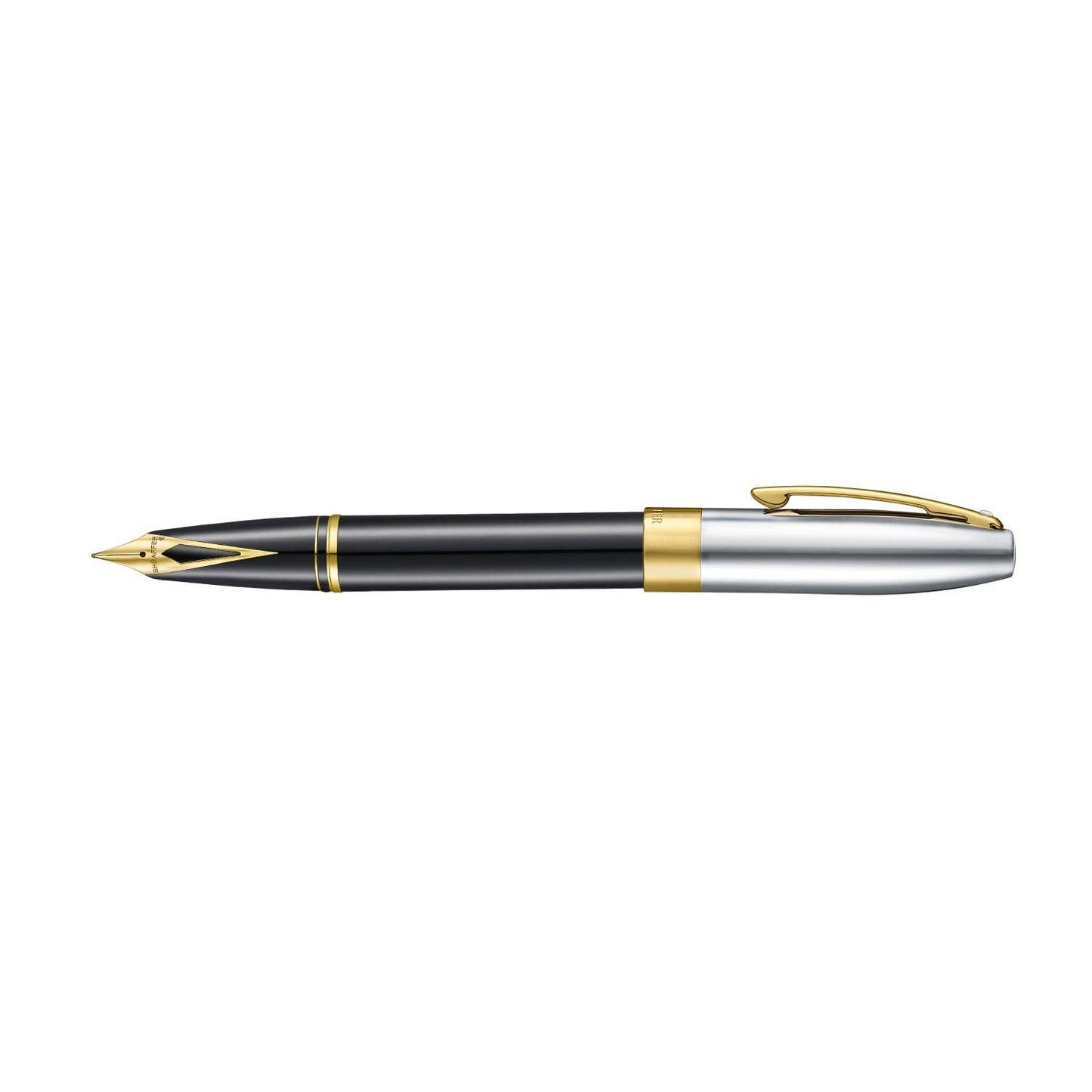 Sheaffer Legacy 9065 Glossy Black and Chrome Bi-Color Fountain Pen with 14k PVD Gold-Plated Inlaid Nib and Trims: Fine