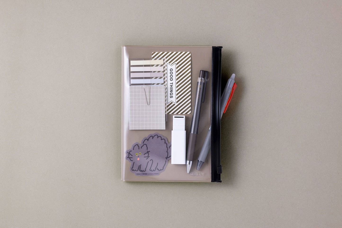 EDiT A5 Grid Notebook with PVC Cover & Zipper Pocket: Midnight Black