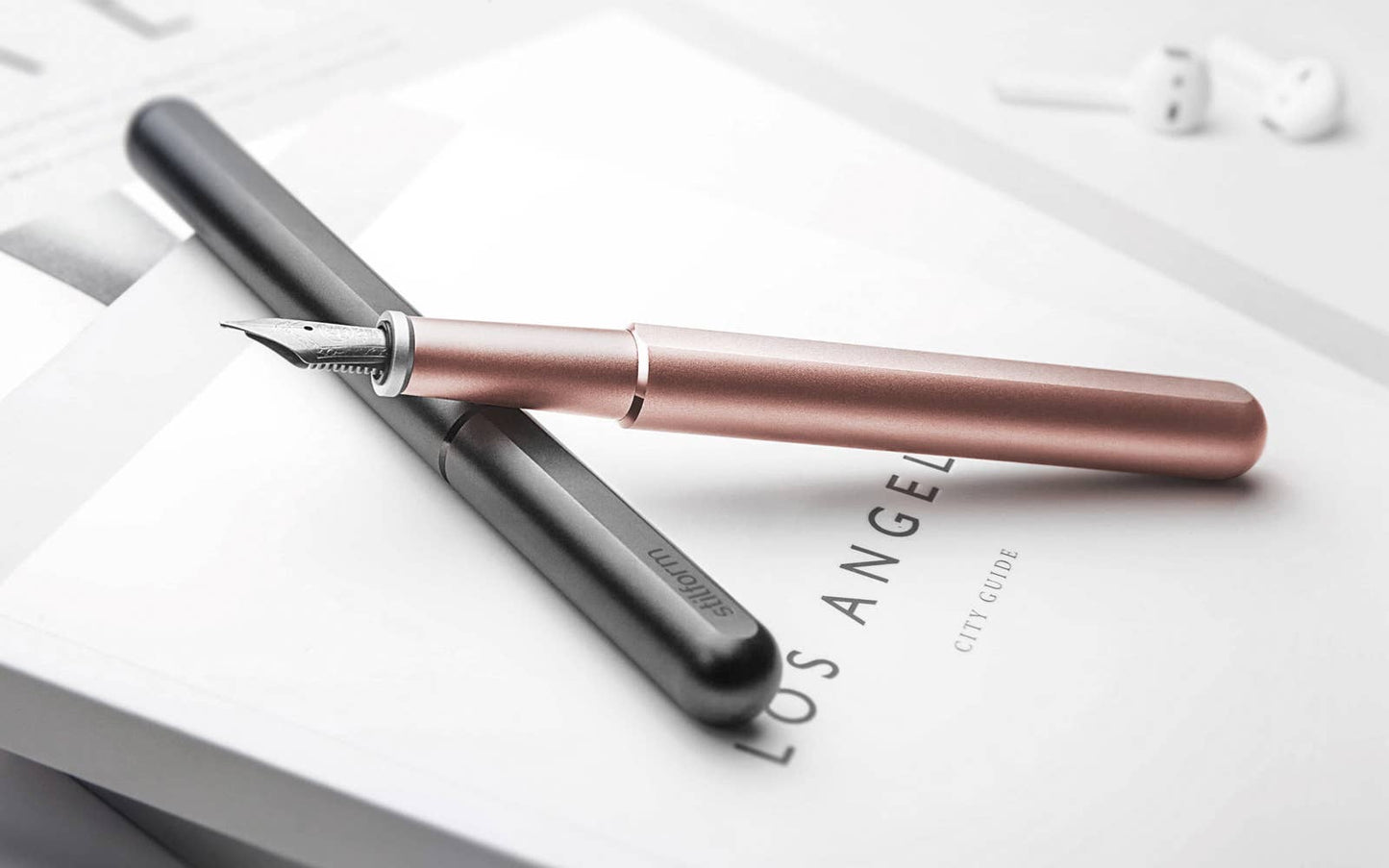 Stilform INK Fountain Pen - Aluminum - (Polished Steel Medium Nib): Warp Black