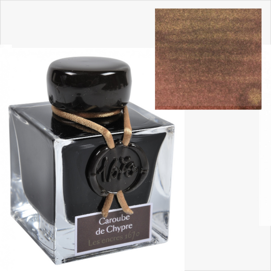 Herbin 1670 Ink with Gold Shimmer 50ml - 6 Colors: Caroube de Chypre