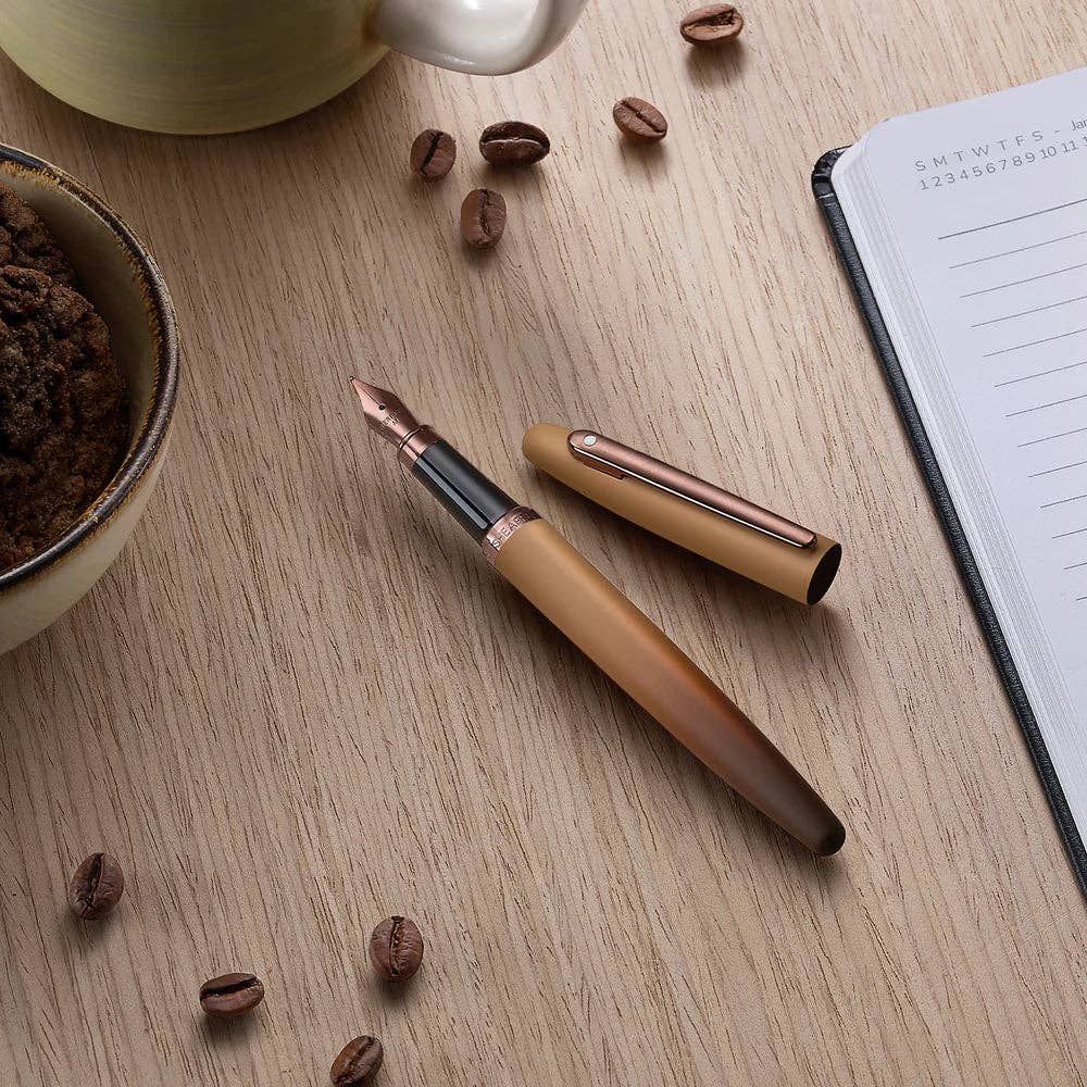 Sheaffer® VFM 9428 Coffee Edition Matt Brown Fountain Pen with Regal Brown PVD Trims: Fine