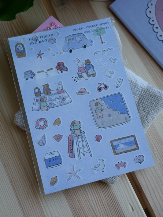 dana ate oatmeal Roadtrip to the beach washi sticker sheet