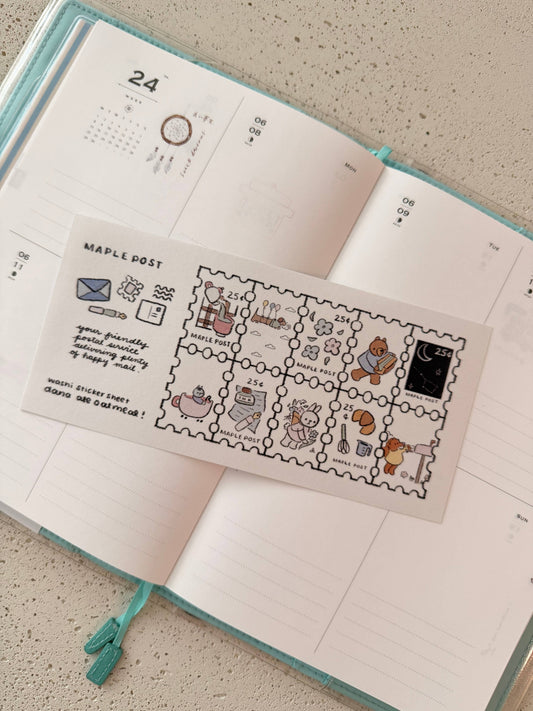 dana ate oatmeal Maple post sticker sheet