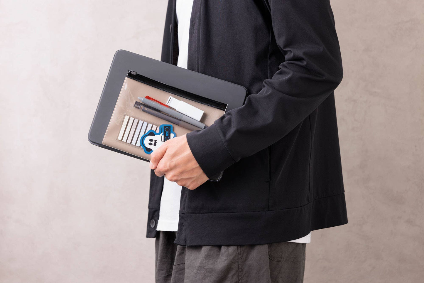 EDiT B6 Grid Notebook with PVC Cover & Zipper Pocket: Midnight Black