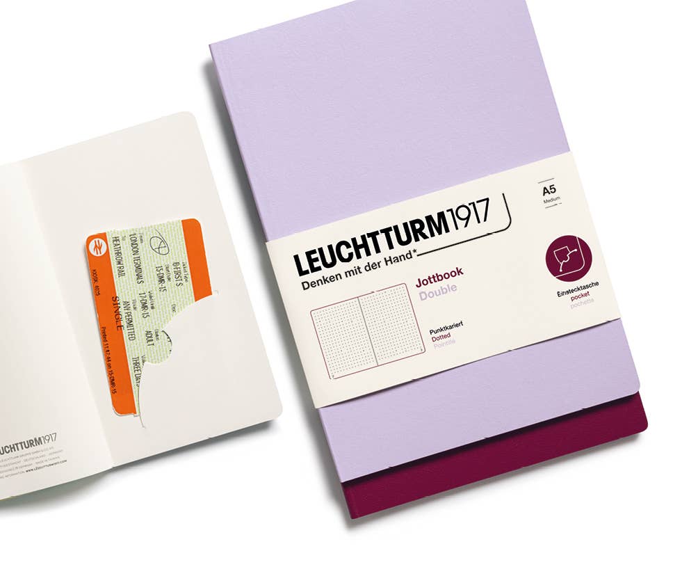 Leuchtturm Jottbook - Lightweight Notebook Alternatives - Packs of 2: Mint Green & Stone Blue / Medium / Plain