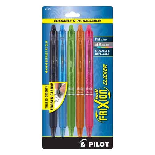 Frixion Clicker Assorted Colors Fine .7 Tip 5 pack