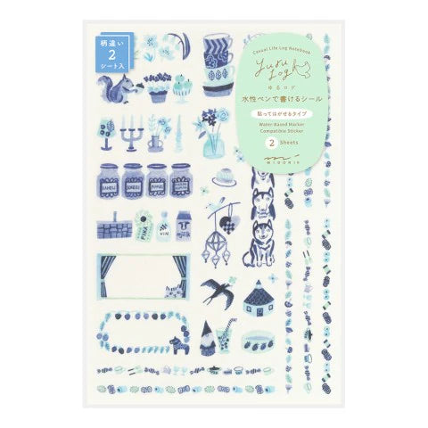 Midori Yuru Log Stickers Nordic Blue