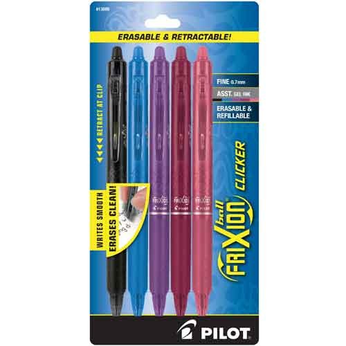 Frixion Clicker Assorted Colors Fine .7 Tip 5 pack